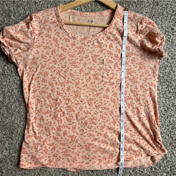 🦋 a.n.a Orange Floral Short Sleeve Tee Casual Summer Medium - Picture 6 of 6